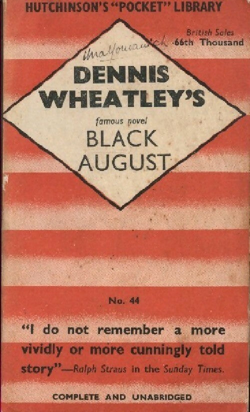 Black august - Dennis Wheatley -  Hutchinson - Livre