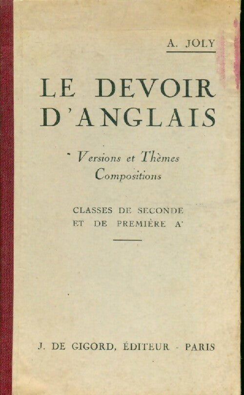 Le devoir d'anglais - A. Joly -  Gigord Poche - Livre