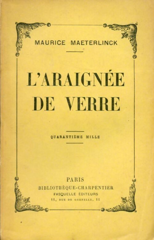 L'araignée de verre - Maurice Maeterlinck -  Bibliothèque charpentier - Livre