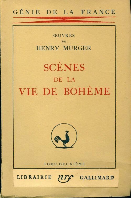 Scènes de la vie de bohème Tome II - Henry Murger -  Genie de la France - Livre