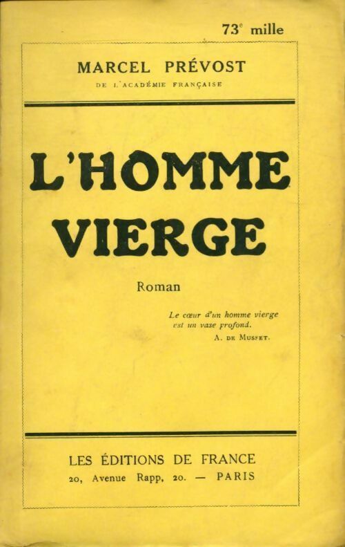L'homme vierge - Marcel Prévost -  Poche Editions de France - Livre