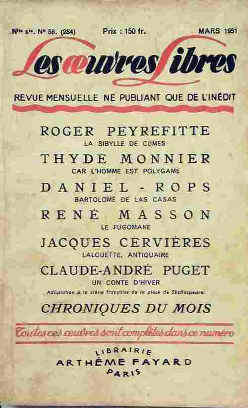 La sybille de cumes / Car l'homme est polygam / Bartolome de las casas / Le fugomane - Collectif -  Les Oeuvres Libres - Livre