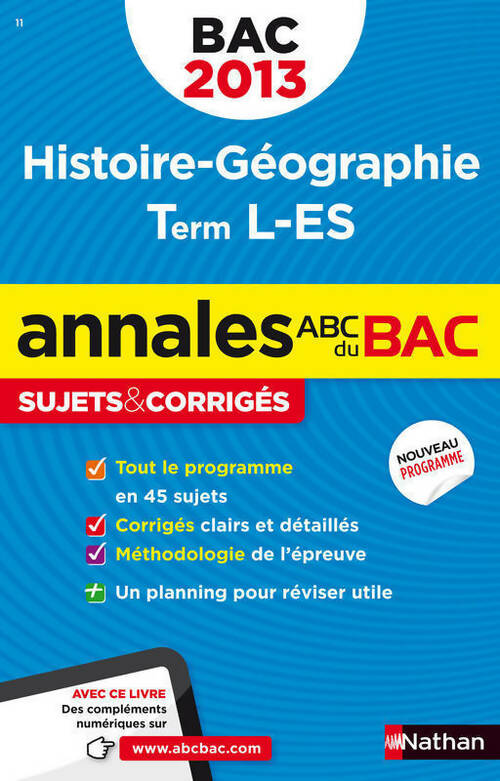 Histoire-Géographie Terminales L, ES 2013 - Collectif -  Annales ABC - Livre