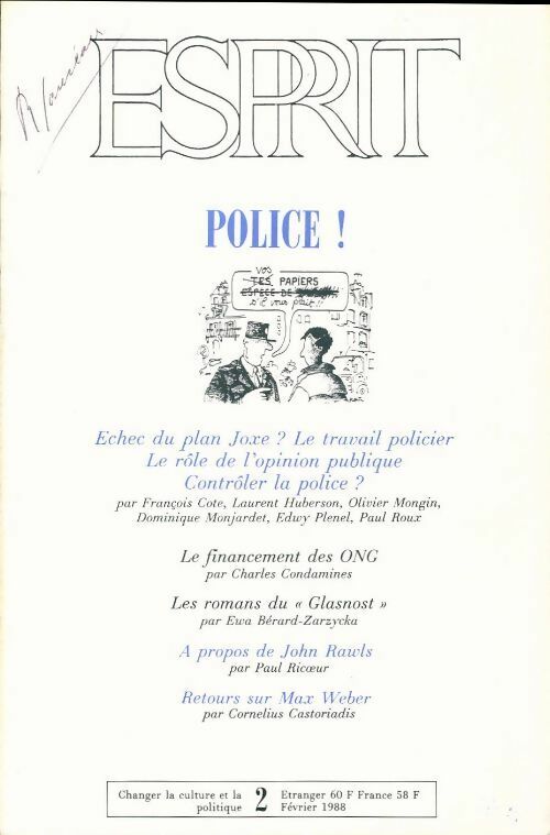 Esprit n°135 : Police ! - Collectif -  Esprit - Livre