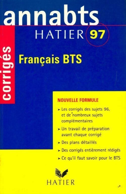 Français BTS Annales corrigées 1997 - A. Annequin -  Annabts - Livre