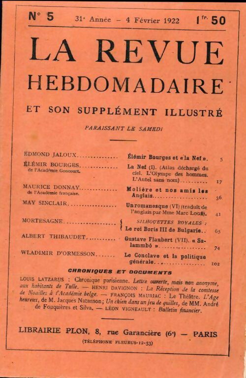 La revue hebdomadaire 31e année n°5 - Collectif -  La revue hebdomadaire - Livre