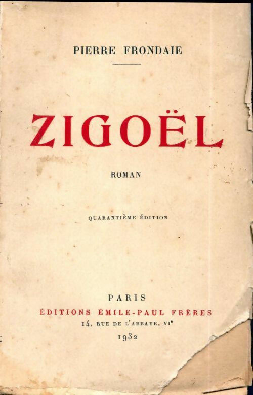 Zigoel - Pierre Frondaie -  Emile paul poches divers - Livre
