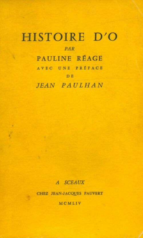 Histoire d'O - Réage - Pauline Réage -  Pauvert GF - Livre