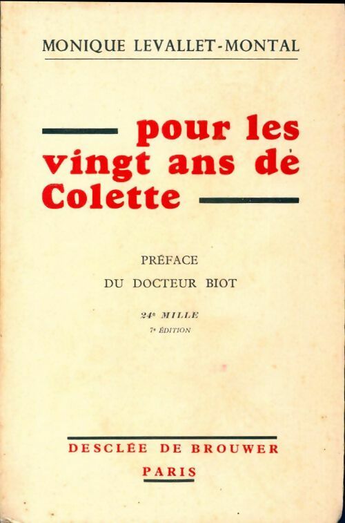 Pour les vingt ans de Colette - Monique Levallet-Montal -  Desclée Poche - Livre
