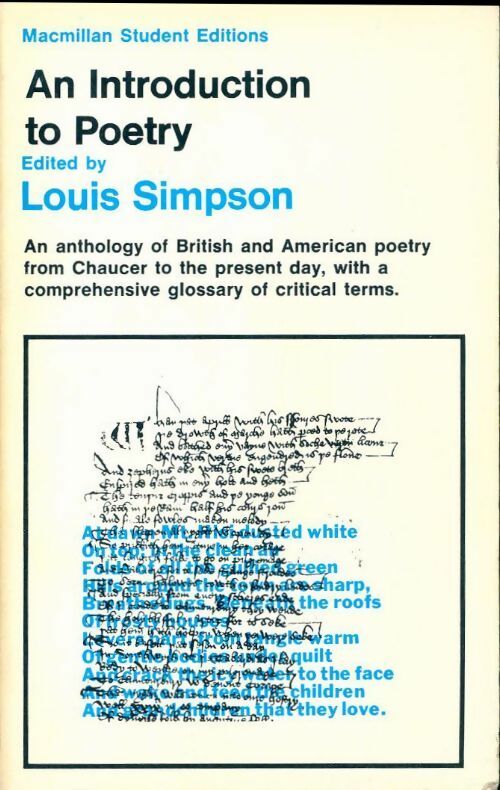 Introduction to poetry - Louis Simpson -  Macmillan's student series - Livre