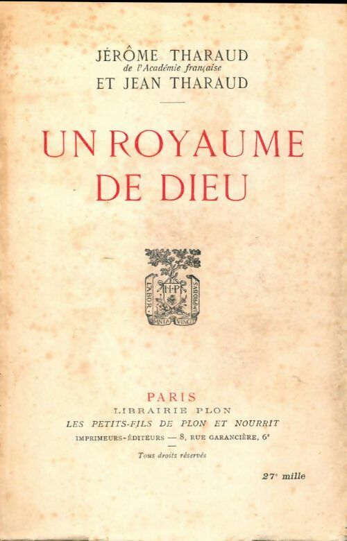 Un royaume de Dieu - Jean Tharaud -  Plon poches divers - Livre