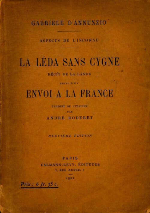 La Léda sans cygne - Gabriele D'Annunzio -  Calmann-Lévy GF - Livre