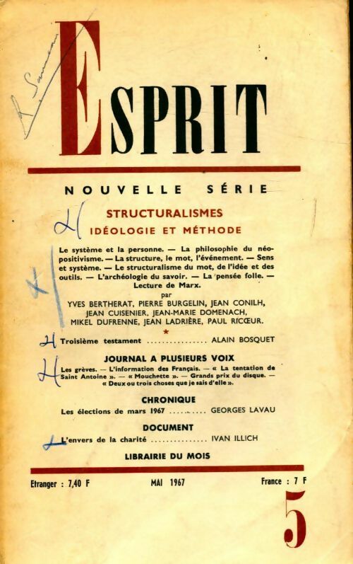 Esprit n°360 : Structuralismes - Collectif -  Esprit - Livre