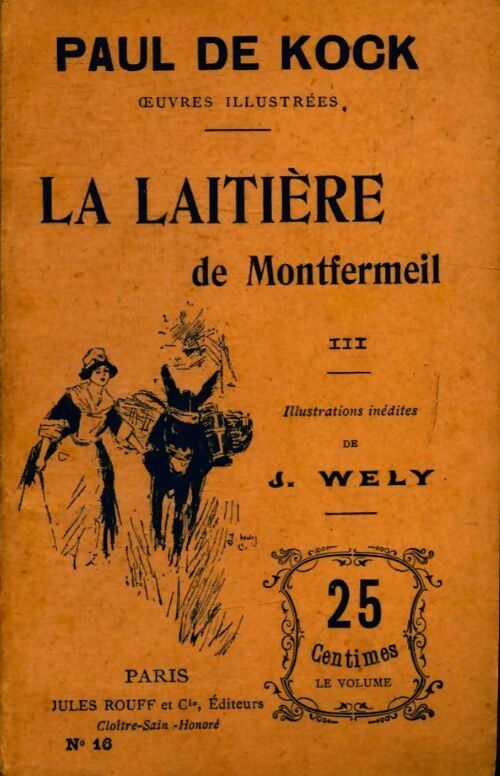 La laitière de Montfermeil Tome III - Paul De Kock -  Rouff poches divers - Livre