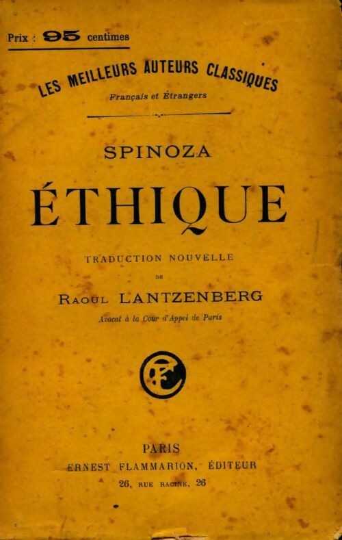 Ethique - Baruch Spinoza -  Les meilleurs auteurs classiques - Livre