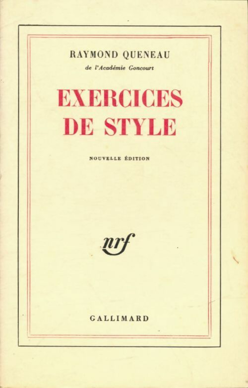 Exercices de style - Raymond Queneau -  Gallimard poches divers - Livre