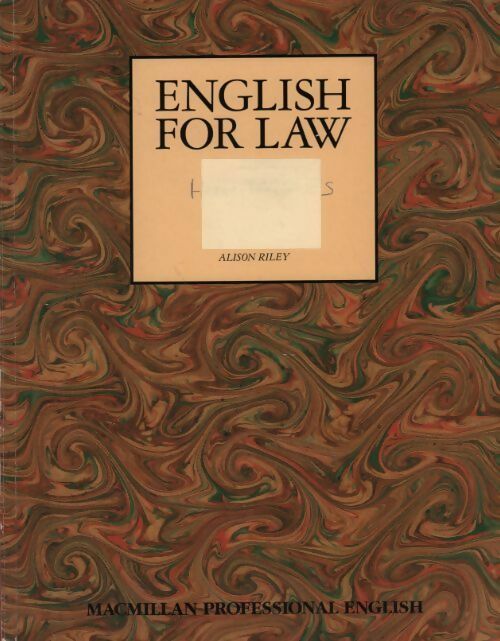 English for law - Alison Riley -  Macmillan professional - Livre