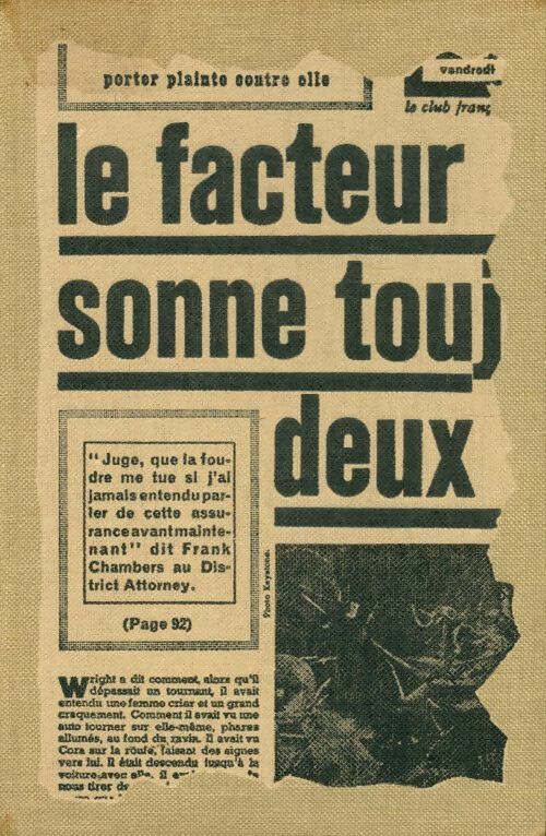 Le facteur sonne toujours deux fois - James Mallahan Cain -  Romans - Livre