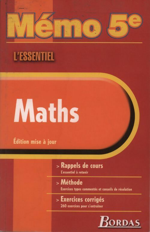 Mémo maths 5e - Simone Such -  Bordas GF - Livre