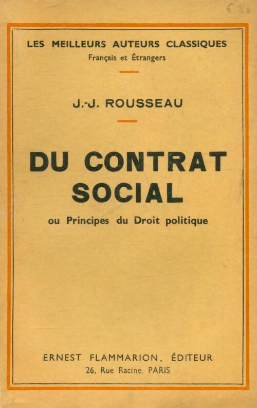 Du contrat social ou principe du droit politique - Jean-Jacques Rousseau -  Les meilleurs auteurs classiques - Livre