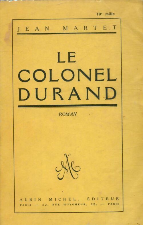 Le colonel Durand - Jean Martet -  Albin Michel poches divers - Livre