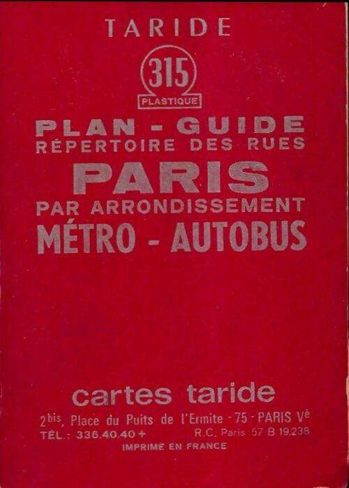 Guide Taride Paris par arrondissement - Collectif -  Guides & plans Taride - Livre