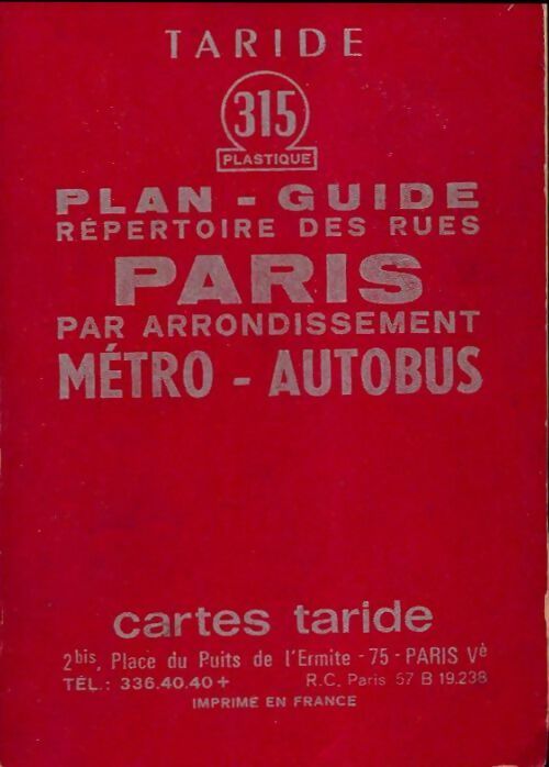 Guide Taride Paris par arrondissement - Collectif -  Guides & plans Taride - Livre