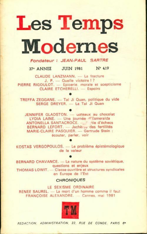 Les temps modernes n°419 - Collectif -  Les Temps Modernes - Livre