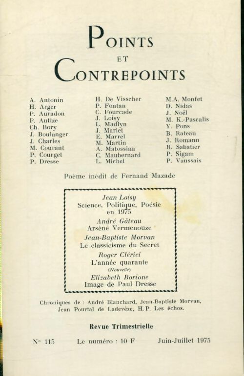 Points et contrepoints n°115 - Collectif -  Points et contrepoints - Livre