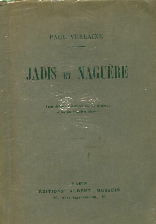 Jadis et naguère - Paul Verlaine -  Messein poches divers - Livre