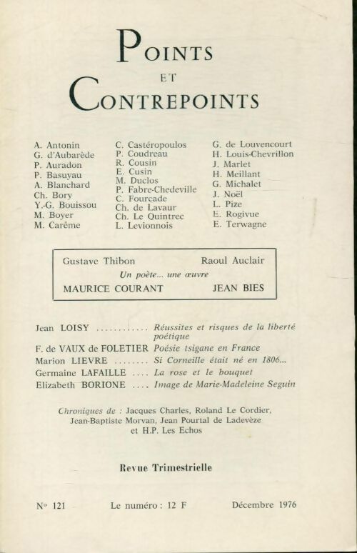Points et contrepoints n°121 - Collectif -  Points et contrepoints - Livre