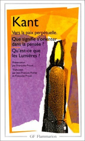 Vers la paix perpétuelle - Emmanuel Kant -  GF - Livre
