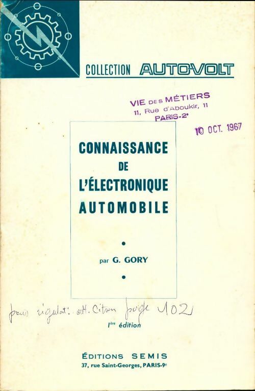 Connaissance de l'électronique automobile - G. Gory -  Auto-volt - Livre