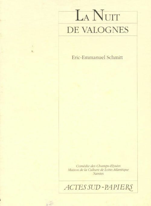La nuit de Valognes - Eric-Emmanuel Schmitt -  Papiers - Livre
