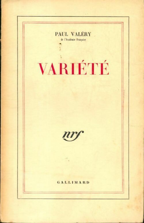 Variété - Paul Valéry -  Gallimard poches divers - Livre