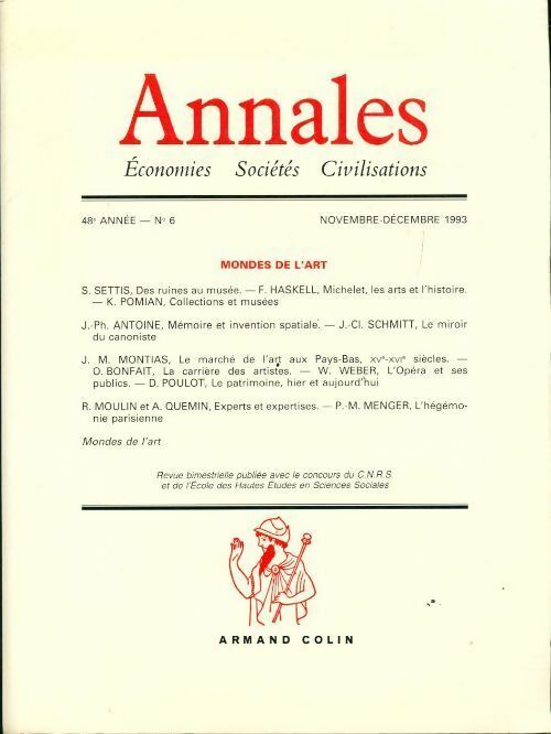 Annales 48 année n°6 : Mondes de l'art - Collectif -  Annales - Livre