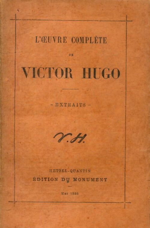 L'oeuvre complète. Extraits - Victor Hugo -  Hetzel poches divers - Livre