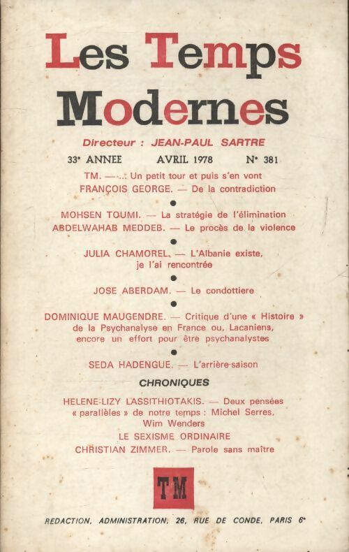 Les temps modernes n°381 - Collectif -  Les Temps Modernes - Livre