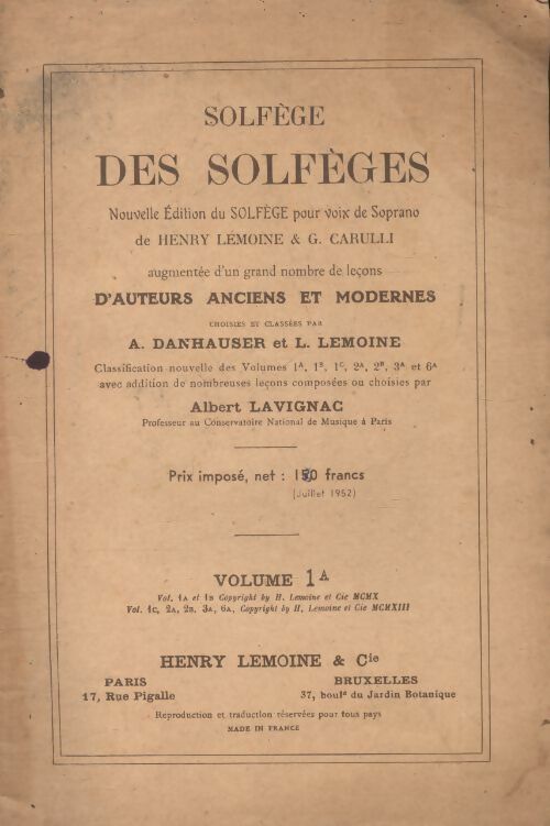 Solfège des solfèges volume 1A - Collectif -  Lemoine GF - Livre