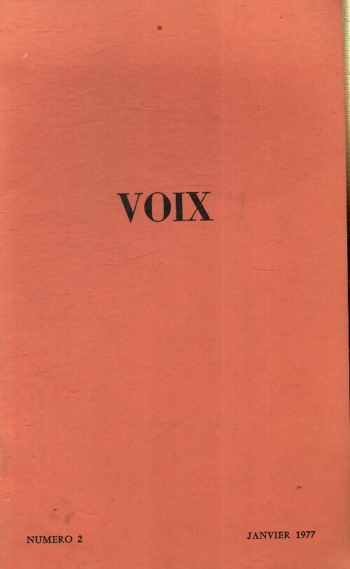 Voix n°2 - Collectif -  Voix - Livre