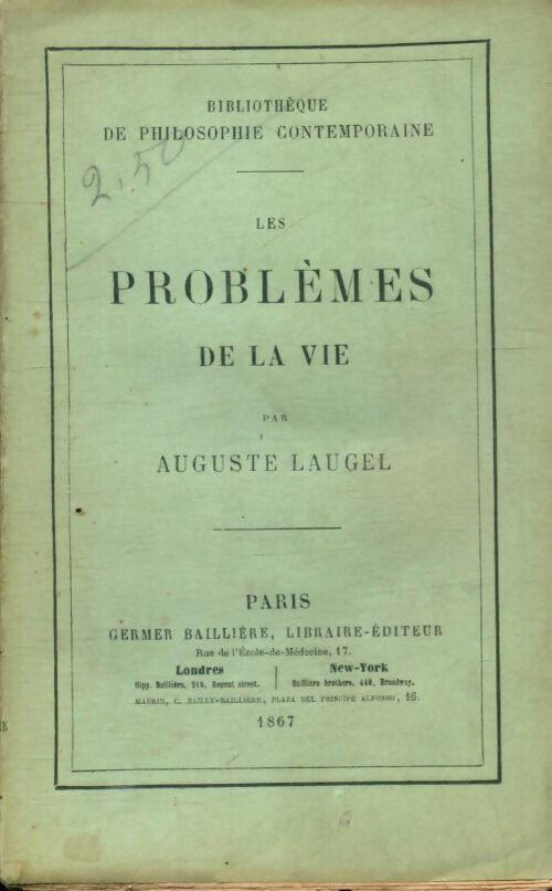Les problèmes de la vie - Auguste Laugel -  Baillière poches divers - Livre