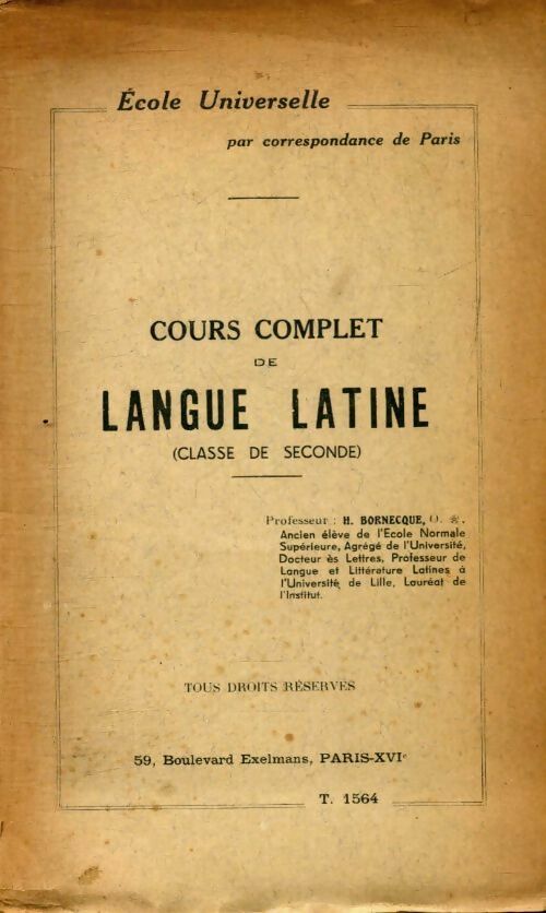Cours complet de langue latine Seconde - Collectif -  Ecole universelle GF - Livre