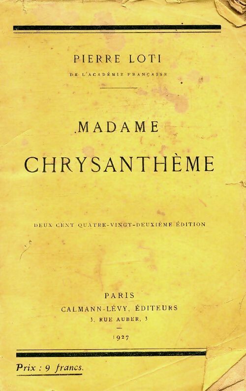 Madame Chrysanthème - Pierre Loti -  Calmann-Lévy Poche - Livre