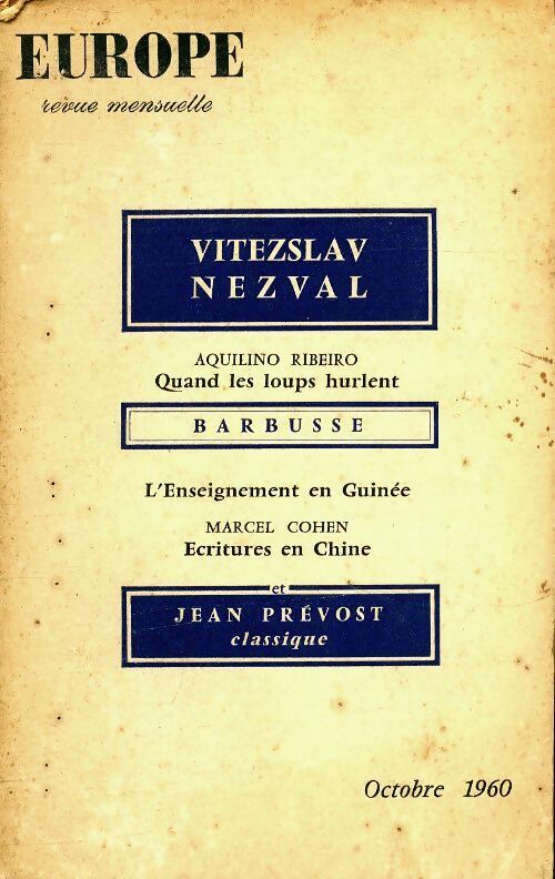 Europe n°378 : Vitezslav Nezval - Collectif -  Europe Revue - Livre