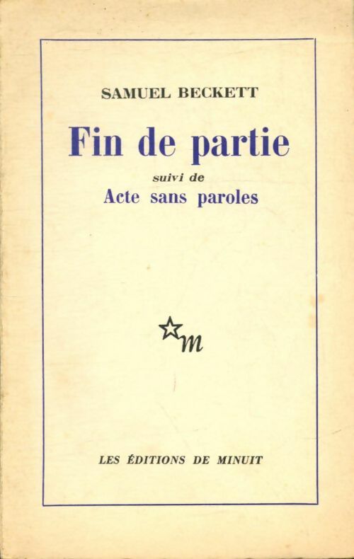 Fin de partie / Acte sans paroles - Samuel Beckett -  Minuit GF - Livre