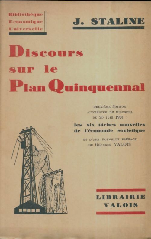 Discours sur le plan quinquennal - Joseph Staline -  Bibliothèque économoque universelle - Livre