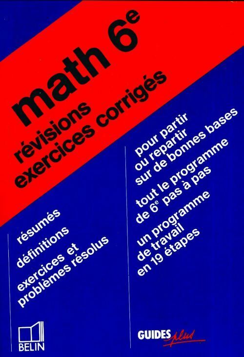 Mathématiques 6e révisions. exercices corrigés - Boursin -  Guides Plus - Livre