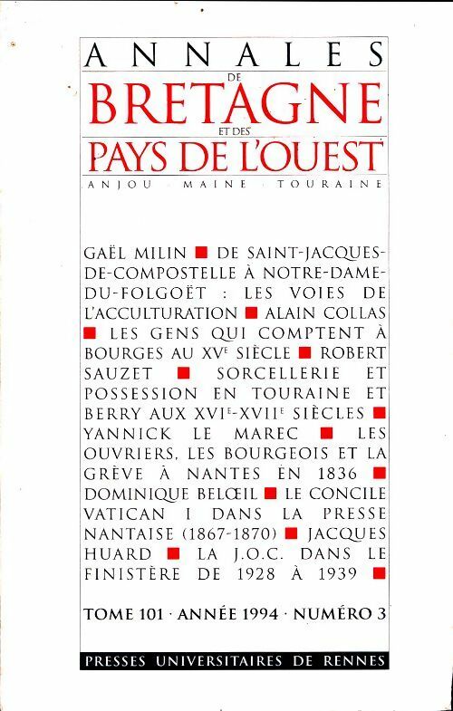 Annales de Bretagne et des pays de l'Ouest n°101 - Collectif -  Annales de Bretagne et des pays de l'ouest - Livre