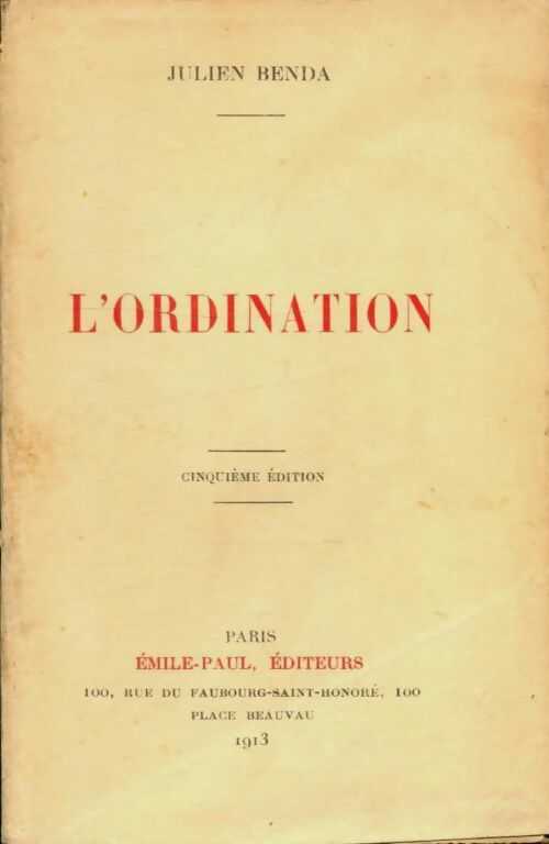 L'ordination - Julien Benda -  Emile-Paul GF - Livre