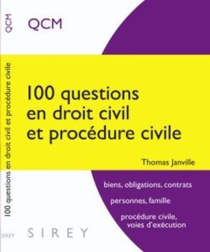 100 questions en droit civil et procédure civile - Thomas Janville -  QCM - Livre
